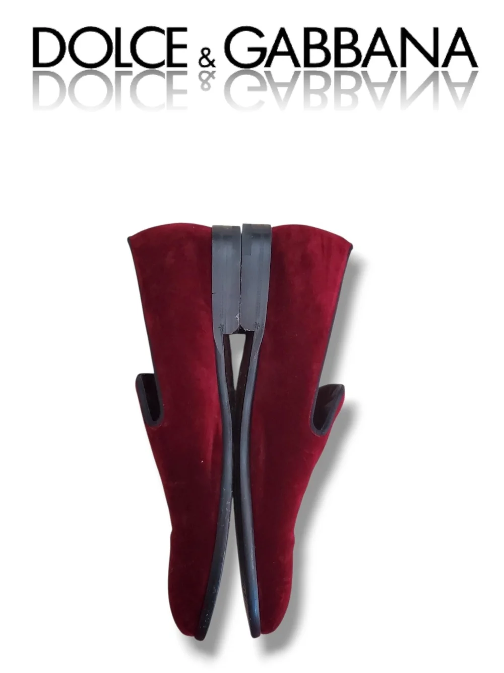 Dolce & Gabbana Men’s Burgundy Velvet Smoking Slip-On Loafers Size 8 UK 9 US